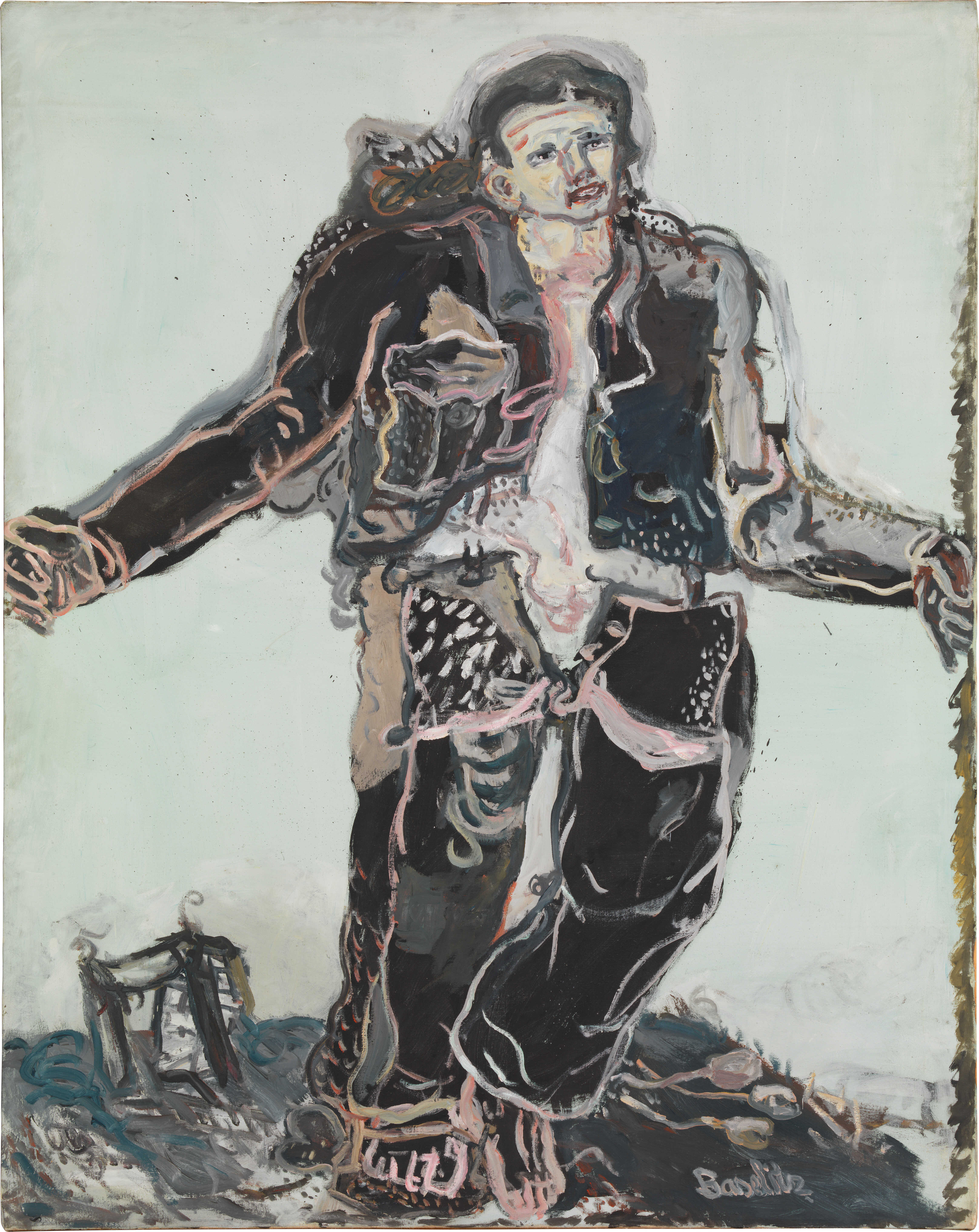 Georg Baselitz, Der neue Typ / The New Type, 1966, Öl auf Leinwand / oil on canvas, 162 × 130 cm, Louisiana Museum of Modern Art, Humlebæk, Denmark. Donation: Franz Dahlem. Photo: Louisiana Museum of Modern Art, Humlebaek, Denmark © Georg Baselitz 2026