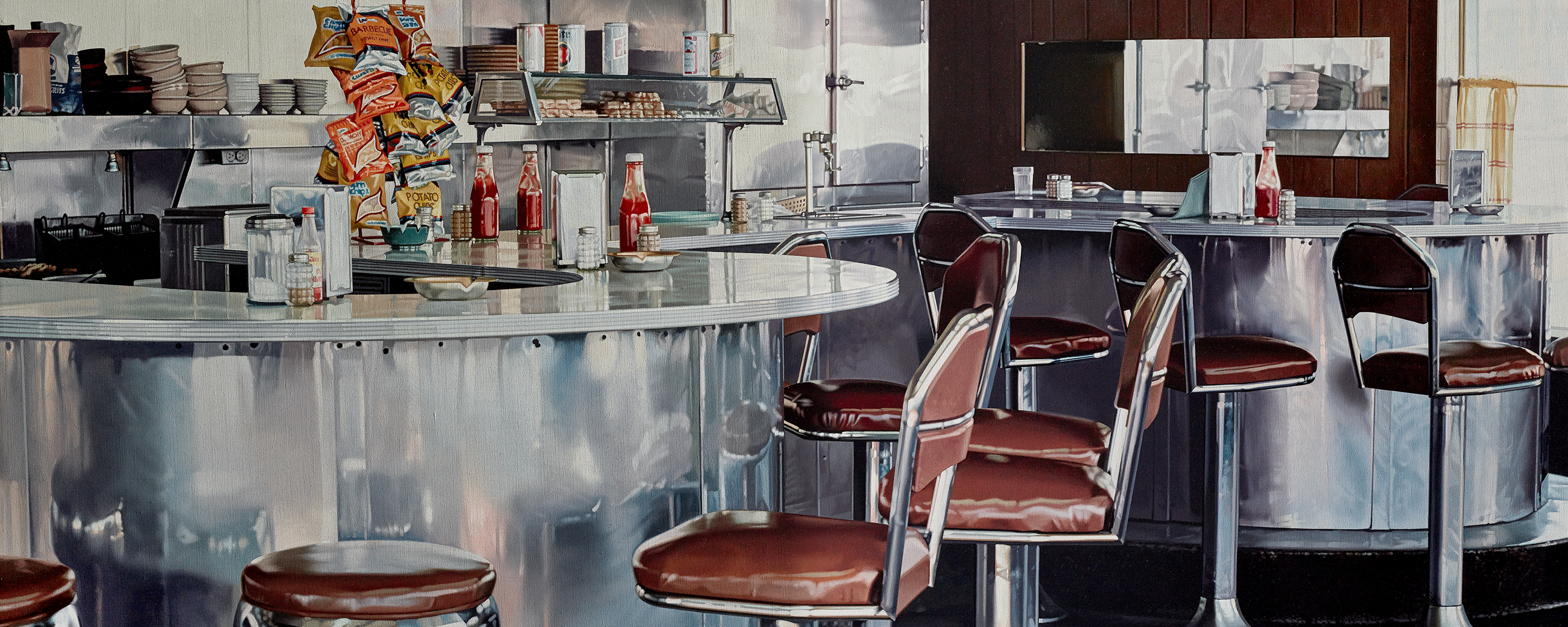 Ralph Goings, Richmond Diner, 1983, Öl auf Leinwand, 101,6 x 147,3 cm, Waddington Custot, London, Paris, Dubai, Foto: Waddington Custot © Ralph Goings, Goings Family Estate, 2026
