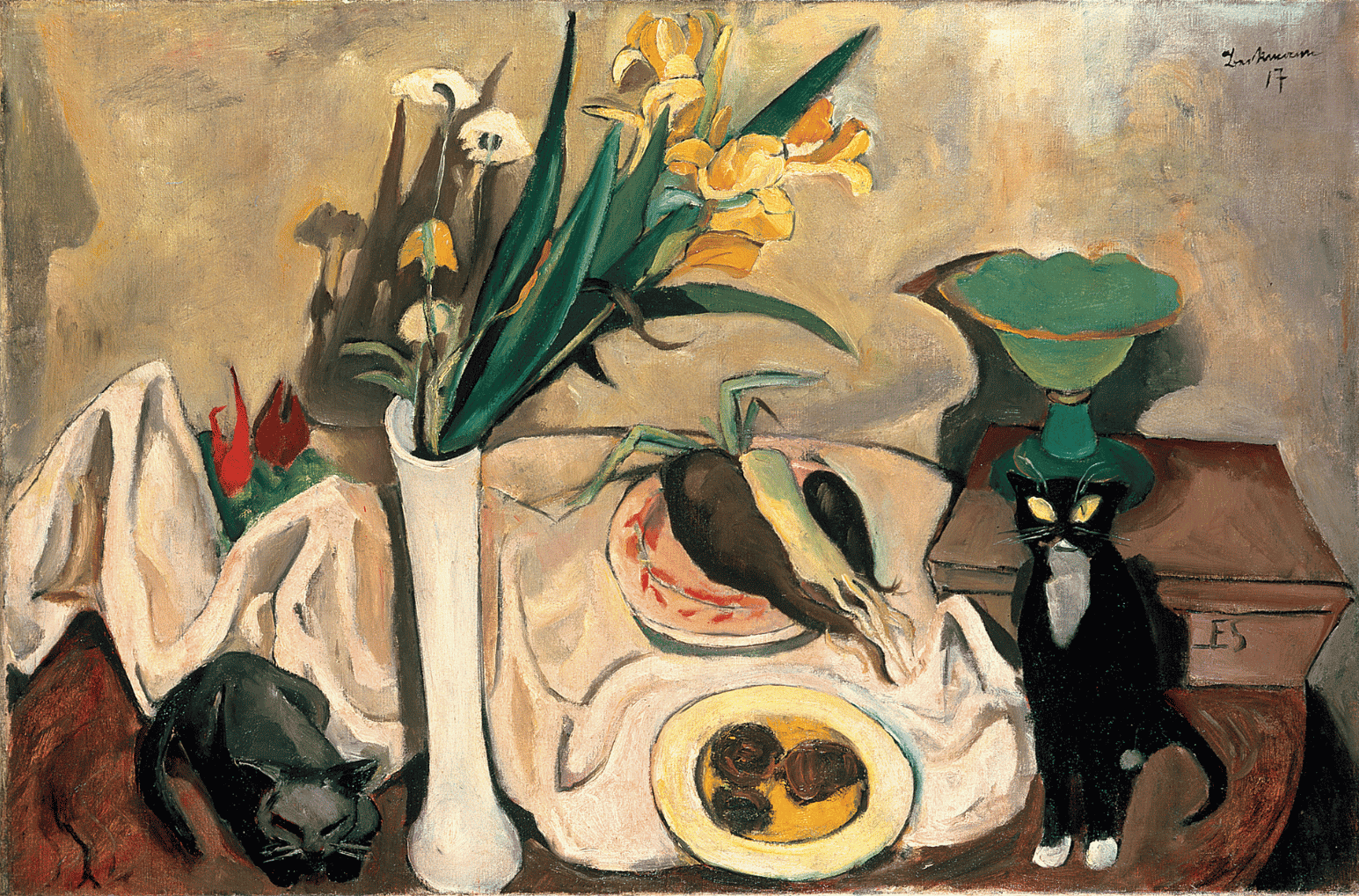Max Beckmann, Stilleben mit Katzen, 1917, Öl auf Leinwand, 66,5 x 101 cm, © VG Bild-Kunst, Bonn 2026