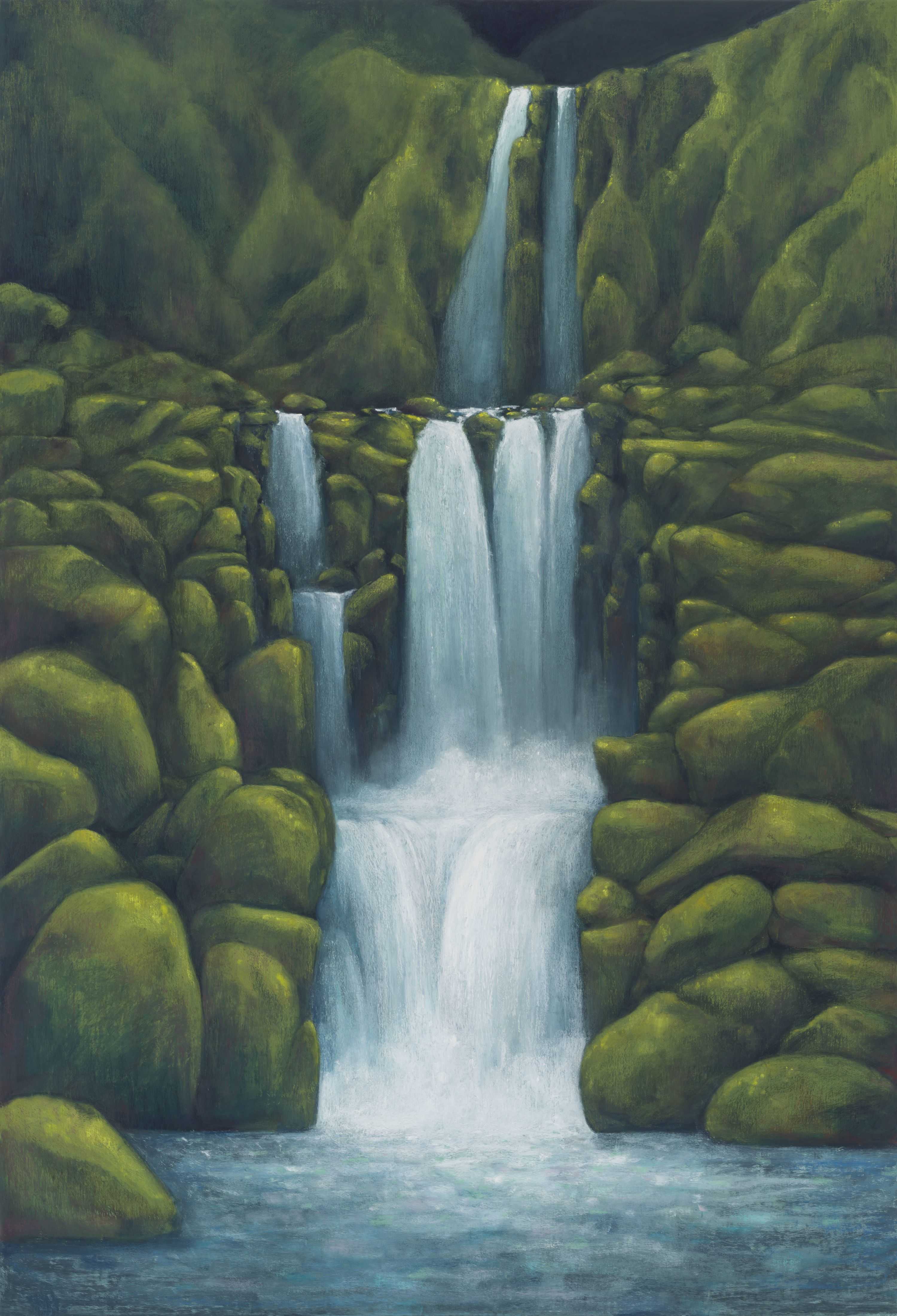 Nicolas Party, Waterfall, 2023. Pastellkreide auf Leinwand, 264.9 x 180 cm © Nicolas Party; Foto: Adam Reich NICOLAS PARTY Museum Frieder Burda Baden Baden